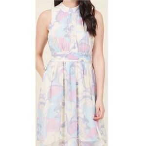 Modcloth Windy City Pastel Swirl High Neck Flowy Dress - Women’s US XL